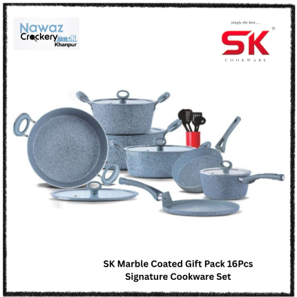 SK Marble Coated Gift Pack 16Pcs Signature Cookware Set