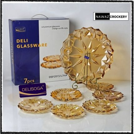 Delisoga Cake Set 7 Pcs Platter Set | DSP2015/L7HA Golden